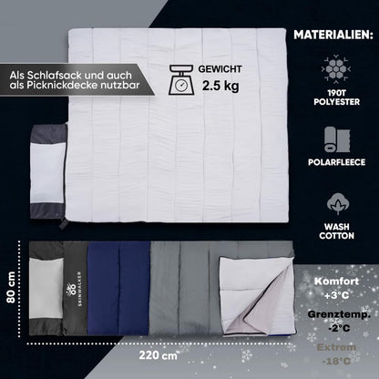 SkinWalker Deckenschlafsack -18°C – Polarfleece & Kissen