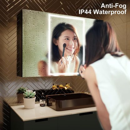 GANPE LED Beleuchteter Badezimmer Spiegelschrank – 3 Türen, 100x70 cm