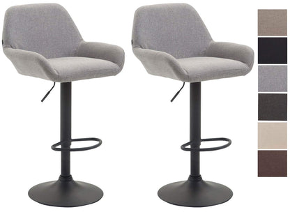 CLP Braga Barhocker 2er Set Stoff braun Gestell schwarz