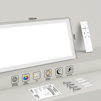 Oraymin LED Panel Deckenleuchte 120x30 – RGB, Dimmbar