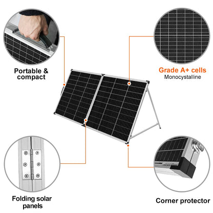DOKIO Solarkoffer 200W mit Laderegler – für 12V & Power Station