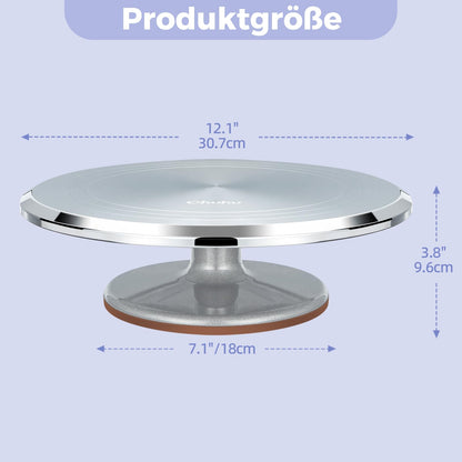 Ohuhu Drehteller Torte 30 cm, drehbare Tortenplatte aus Aluminium