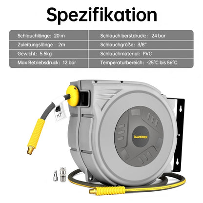GLAHODEN Druckluftschlauchtrommel 20m+2m mit 9.5mm Schlauch