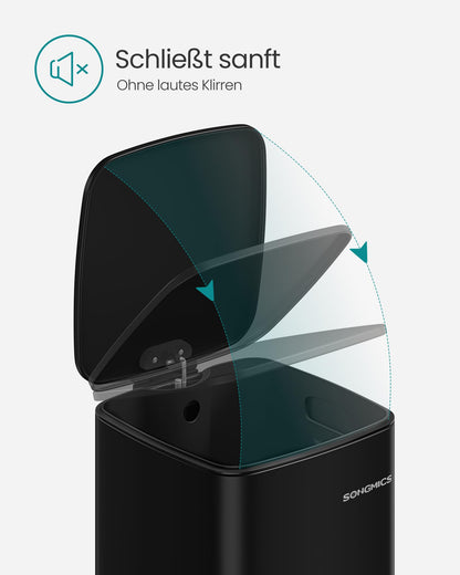 SONGMICS Tretmülleimer 30 l aus Stahl mit Softclose, tintenschwarz