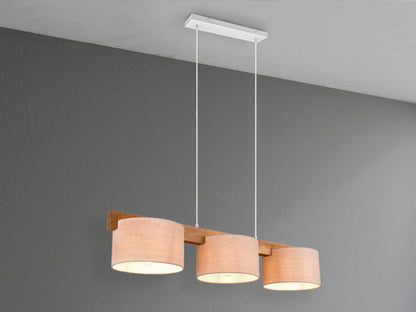 meineWunschleuchte Holzbalken Pendelleuchte – 3-flammig Beige 100cm