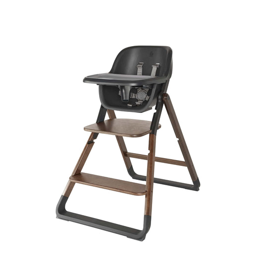 Ergobaby Evolve Hochstuhl - 2-in-1 ergonomisch mitwachsend Dark Wood. Hochstuhl aus dunklem Holz, ergonomisches Sitzen beim Essen.