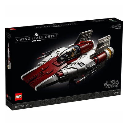 LEGO Star Wars A-Wing Starfighter™ UCS 75275 Sammlermodell. Weiß-roter, dreieckiger Starfighter aus LEGO-Steinen zum Bauen und Ausstellen.