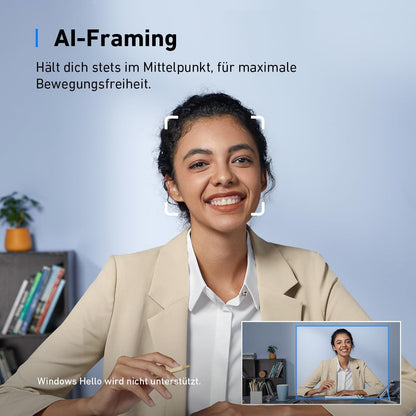 AnkerWork C310 4K Webcam mit KI-Autofokus und Geräuschunterdrückung
