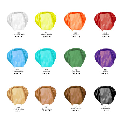 Artecho Acrylfarben Set Professional 12 x 500 ml, wasserfest