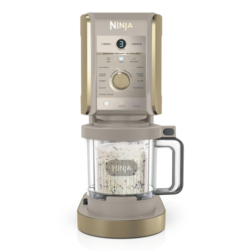 Ninja CREAMi Deluxe Eismaschine NC502EUSTGD, 10 Funktionen, Stone Gold – mit zwei 710-ml-Behältern
