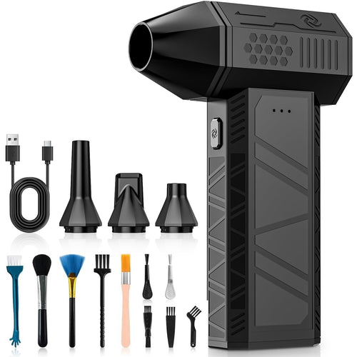 FIVAVA Elektrisches Staubgebläse 3-Gang mit USB-C, Akku und Zubehör – kabelloses Handgerät, 205 g leicht