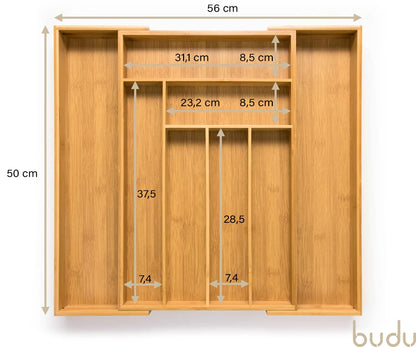 budu Besteckkasten #50 aus Bambus, ausziehbar, Tiefe 50 cm