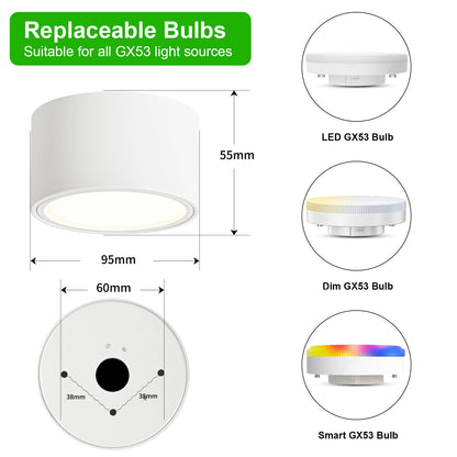 KYOTECH LED Aufbauspot Deckenspot - Weiss Matt 3000K 6W (4er Set)