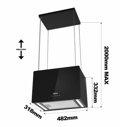 CIARRA CBCB4850 Inselhaube - Umluft 48cm Smart Wi-Fi Schwarz