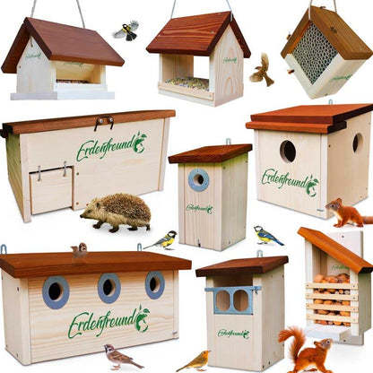 ERDENFREUND® Igelfutterhaus mit Rattenklappe, 2er Napf-Set