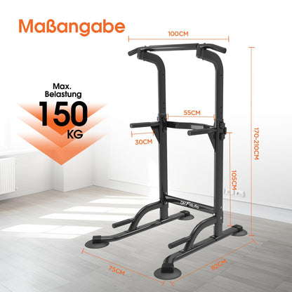 DH FitLife Power Tower Dip Station Klimmzugstange Freistehend