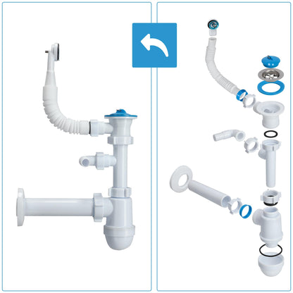 GOSPO Ausgussbecken Polypropylen inkl. Armatur & Siphon - Grau