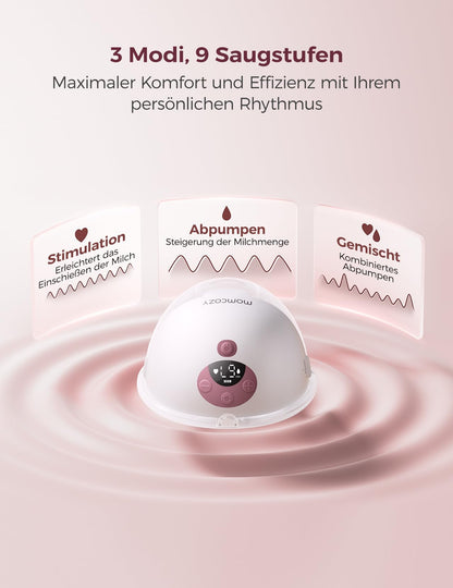 Momcozy M5 Elektrische Milchpumpe handsfree mit App-Steuerung, Rot