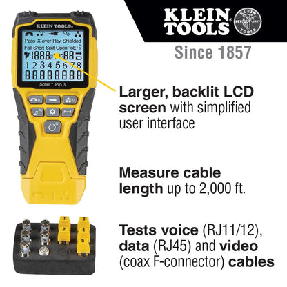Klein Tools VDV501-851 Kabeltester für Netzwerk - Gelb Schwarz