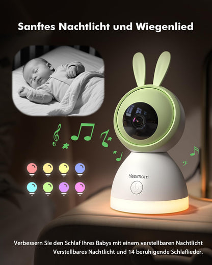 YESIMOM Babyphone mit Kamera 1080P, WLAN, Nachtsicht, 2-Wege-Audio
