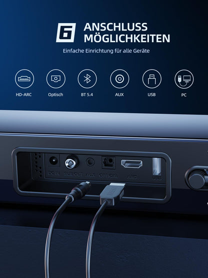 MEREDO 2.1 Abnehmbar Gaming Soundbar - TV PC Subwoofer 80cm