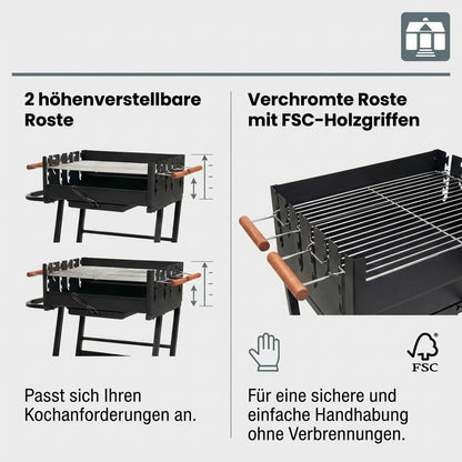 Tarrington House Holzkohlegrill Brigida, Stahl, schwarz, mit Rädern