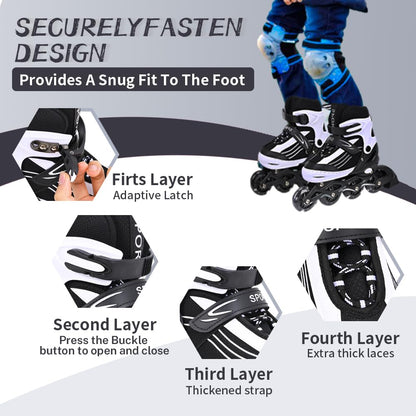 MGYZM Inline Skates Kinder grössenverstellbar mit Leuchtrollen