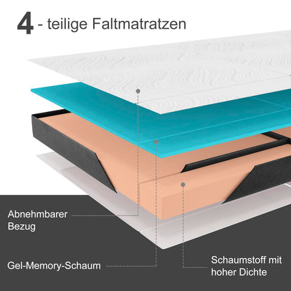 Twirest Klappmatratze für Gäste - 75x195x15 cm grau