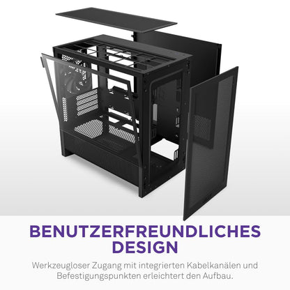 NZXT H3 Flow Micro-ATX PC-Gehäuse Luftstrom – Schwarz