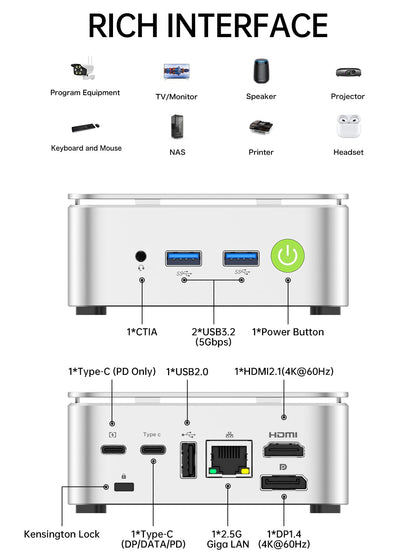 GMKtec Mini PC Ryzen 5 3500U Desktop Computer - 16GB RAM / 512GB SSD