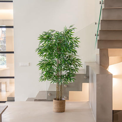 Maia Shop Künstlicher Bambus Kunstpflanze 150 cm mit Naturstamm