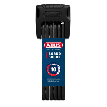 ABUS Bordo 6000K Faltschloss 90 cm mit XPlus Zylinder, schwarz – faltbares Veloschloss aus gehärtetem Stahl
