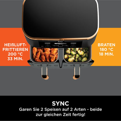 Ninja Foodi MAX Dual Zone Heissluftfritteuse AF400EUCP Kupfer/Schwarz