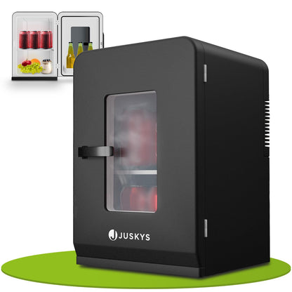 Juskys 2in1 Mini Kühlschrank Minibar 15L Schwarz - Heizfunktion. Schwarzer, kompakter 15L Kühlschrank. Kühlt Getränke/Snacks oder wärmt Speisen.