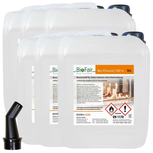 BioFair Bioethanol 100% Reiner Brennstoff für Kamin - 6 x 10 Liter