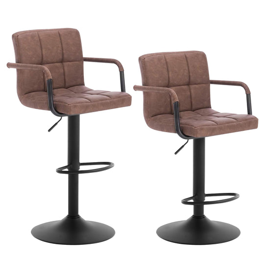 WOLTU Barhocker Barstuhl 2er Set – Dunkelbraun Kunstleder. Hohe Modelle mit Rückenlehne für Bartheken und Kücheninseln.