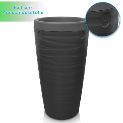 YourCasa Regentonne 240 Liter Wave Design mit Wasserhahn, Grau