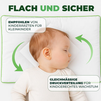 Welldora Kinderkissen 40x60 cm – flach, Baumwollbezug, ab 1 Jahr