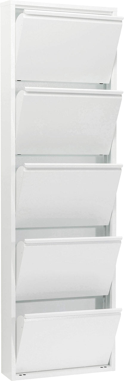 Kare Design Schuhschrank Caruso - Weiss, 5 Klappen schmal