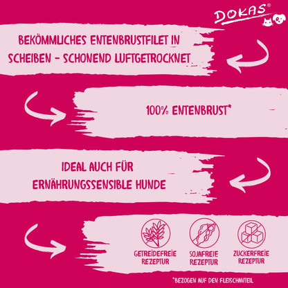 DOKAS Getreidefrei Entenbrustfilet Hundesnack - 900 g (4er Pack)