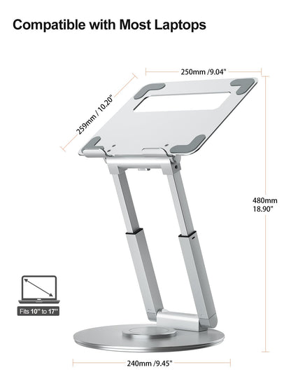 Laptop Ständer Ergonomisch Höhenverstellbar 360° Drehbar - Silber