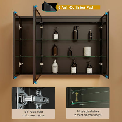 KWW LED Spiegelschrank Badezimmer – 100x70cm Dimmbar Anti-Nebel