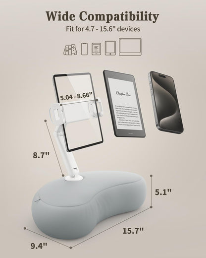 SAIJI Tablet Kissen Halter 360° für Bett – Verstellbar, Grau