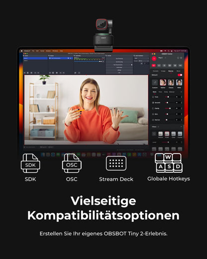 OBSBOT Tiny 2 PTZ 4K Webcam – KI-Tracking & Gestensteuerung
