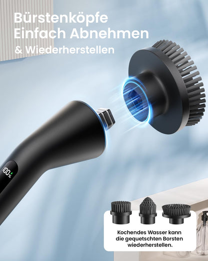 Leebein Elektrische Reinigungsbürste Spin Scrubber mit 7 Bürstenköpfen