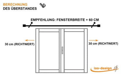iso-design Gardinenstange, Edelstahl 20 mm, 240 cm, mit Halterungen