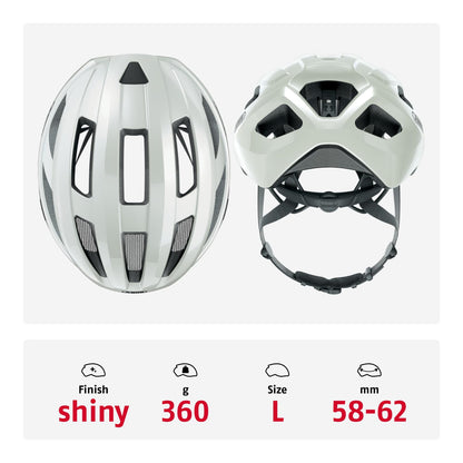 ABUS Macator Rennradhelm, weiss glänzend, Grösse L (58-62 cm)