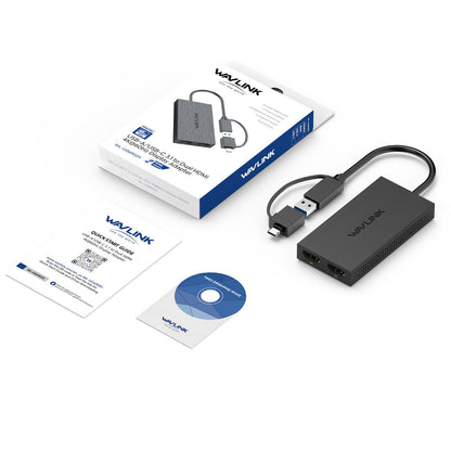 WAVLINK Displaylink Adapter Dual HDMI 4K 60Hz USB-C/3.0