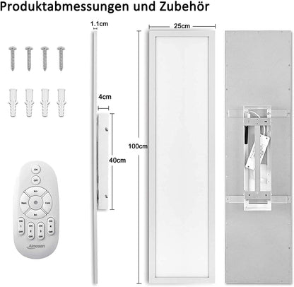 LED Deckenpanel Dimmbar 100x25 cm - Rechteck, Fernbedienung