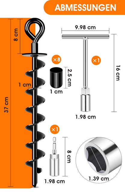 Schwerlast Bodenanker Erdanker – voll verschraubt 8er Pack